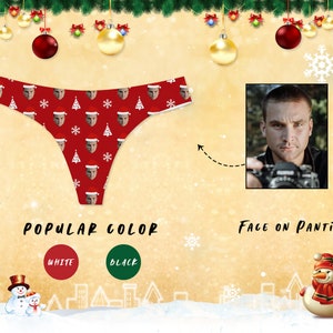 Custom Photo Panties,Personalized Christmas Thong,Santa Panties, Custom Christmas Underwear with Face, Christmas Gifts for Girlfriend & Wife