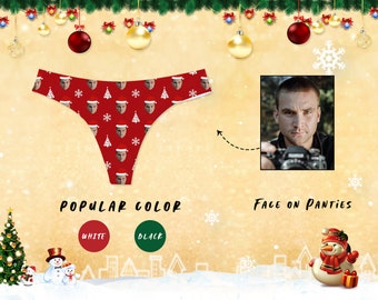 Custom Photo Panties,Personalized Christmas Thong,Santa Panties, Custom Christmas Underwear with Face, Christmas Gifts for Girlfriend & Wife