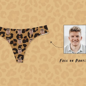 Custom Panties for Women with Face,Personalized Leopard Printed Underwear,Custom Face on Thong Brief,Sexy Funny Gifts for Girlfriend & Wife