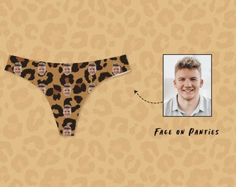 Custom Panties for Women with Face,Personalized Leopard Printed Underwear,Custom Face on Thong Brief,Sexy Funny Gifts for Girlfriend & Wife