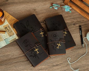 Personalized Name Leather Journal Notebook Diary, Travel Notebook,  Leather Sketchbook, Corporate Gifts, Handmade Gift for Her, Gift for Him