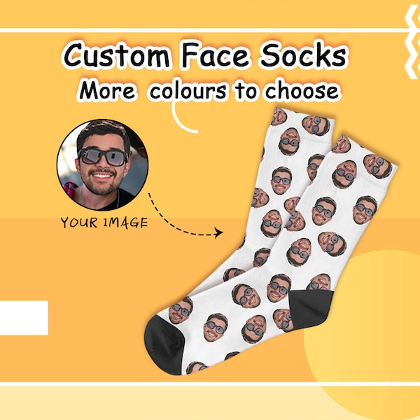 Chaussettes multifaces personnalisées, Chaussettes photo personnalisées, Chaussettes de Noël personnalisées, Chaussettes photo pour animaux de compagnie, Chaussettes personnalisées, Visages sur les chaussettes, Cadeau personnalisé