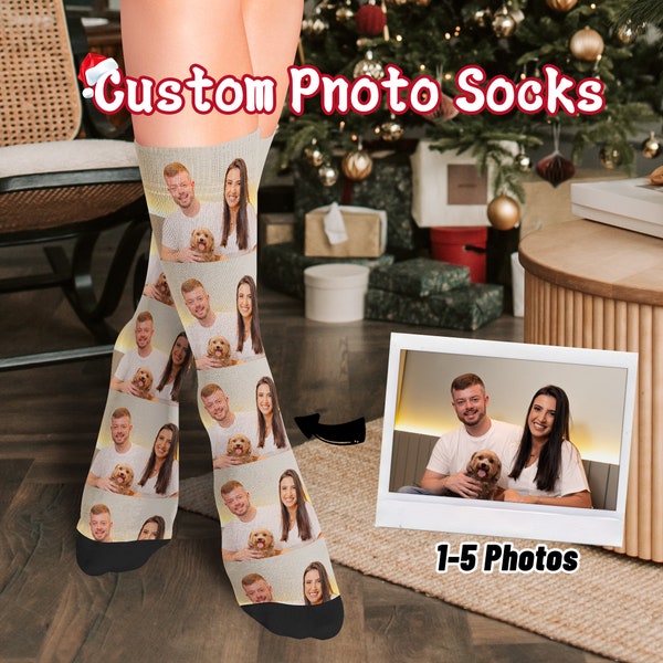 Chaussettes photo personnalisées, chaussettes photo de famille personnalisées, cadeau souvenir pour lui, chaussettes photo pour animaux de compagnie, chaussettes personnalisées, meilleur cadeau photo pour elle