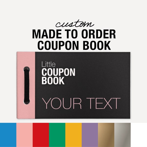 Livret de coupons entièrement personnalisable : sélectionnez votre couleur, sélectionnez votre texte de couverture et personnalisez 27 cartes de coupons pour un cadeau unique