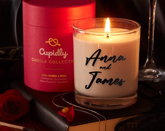 Personalised Scented Candle | Rose, Incense & Musk | Romantic Gift