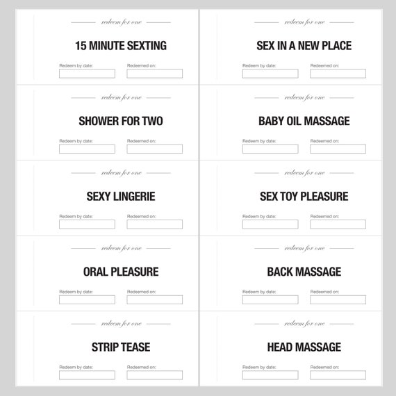 Printable Sexy Coupons