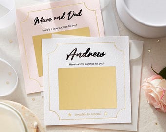 Personalised Scratch Off Baby Announcement Card | Scratch to Reveal Baby Reveal | Pregnancy Reveal for Partner | Parents Grandparents