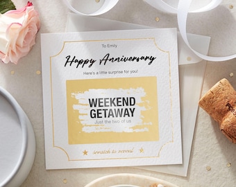 Personalised Anniversary Scratch Off Card | Anniversary Surprise Reveal | Romantic Gift for Husband or Wife | Experience Gift Card