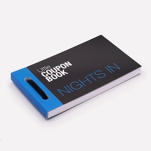 May include: A blue and black coupon book with the text "Little Coupon Book" and "Nights In" on the cover.