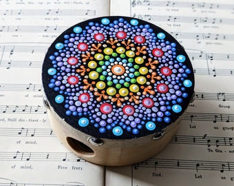 Little Hand Painted Mandala 4 Inch Frame Drum.