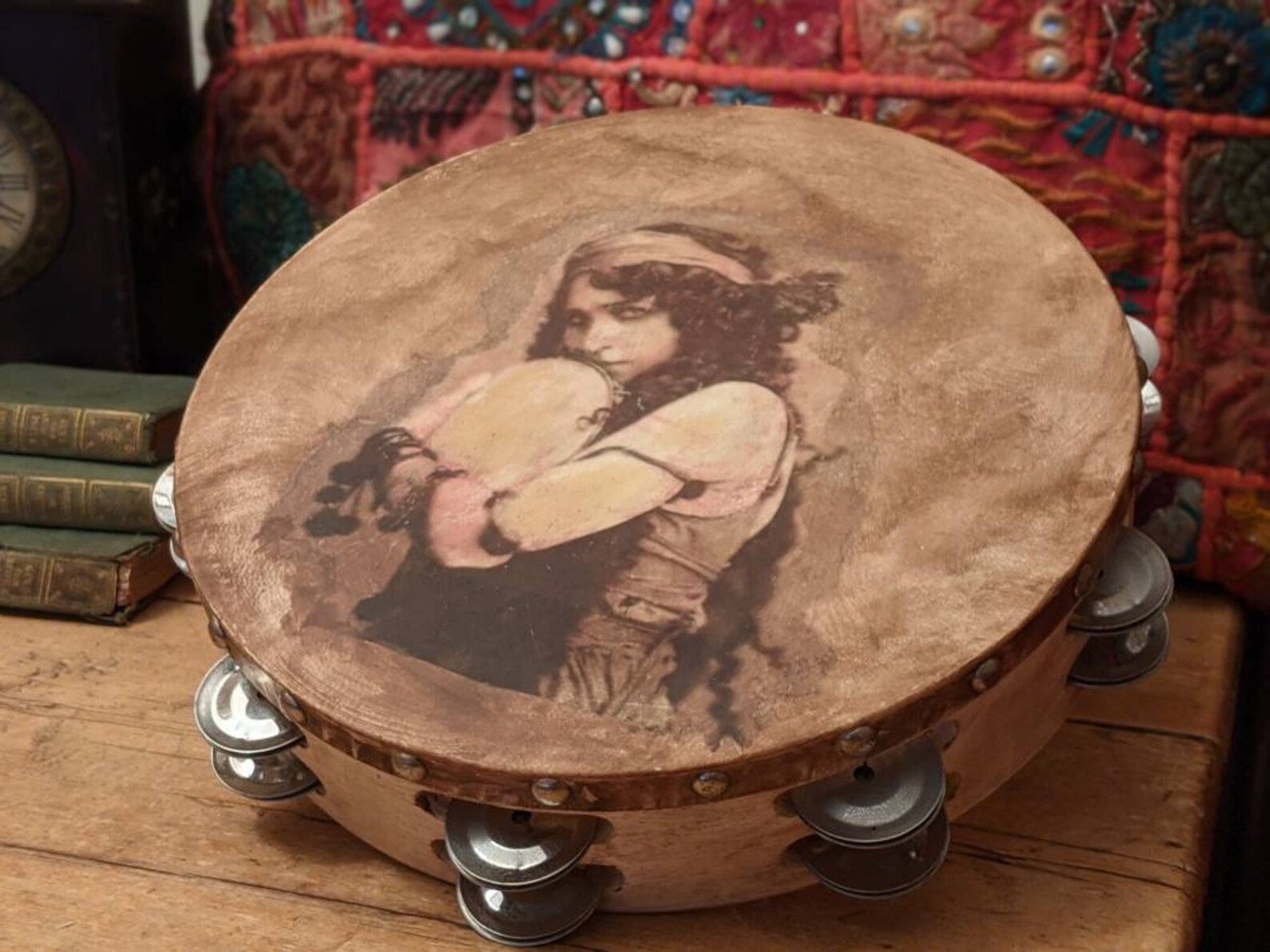Beautiful Gypsy Girl Hugging Her Tambourine 10 inch Gypsy Etsy