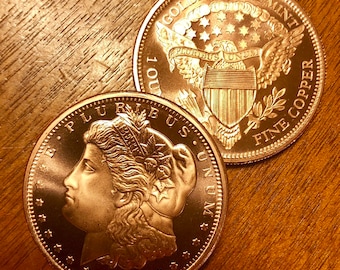 5 Rounds /"Freedom Girl/" Copper Round 1 oz.999 Very Limited and Rare Single Sided