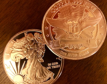 5 Rounds /"Freedom Girl/" Copper Round 1 oz.999 Very Limited and Rare Single Sided