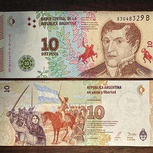 ARGENTINIEN 10 Pesos Banknote Papiergeld Weltmünzenkarte p360a 2016 Serie A