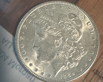 1889-P アメリカン モルガン シルバー USA ドル 90% .900AG グレード AU 26g 38 mm 本物保証 RockinEDC AUUS155