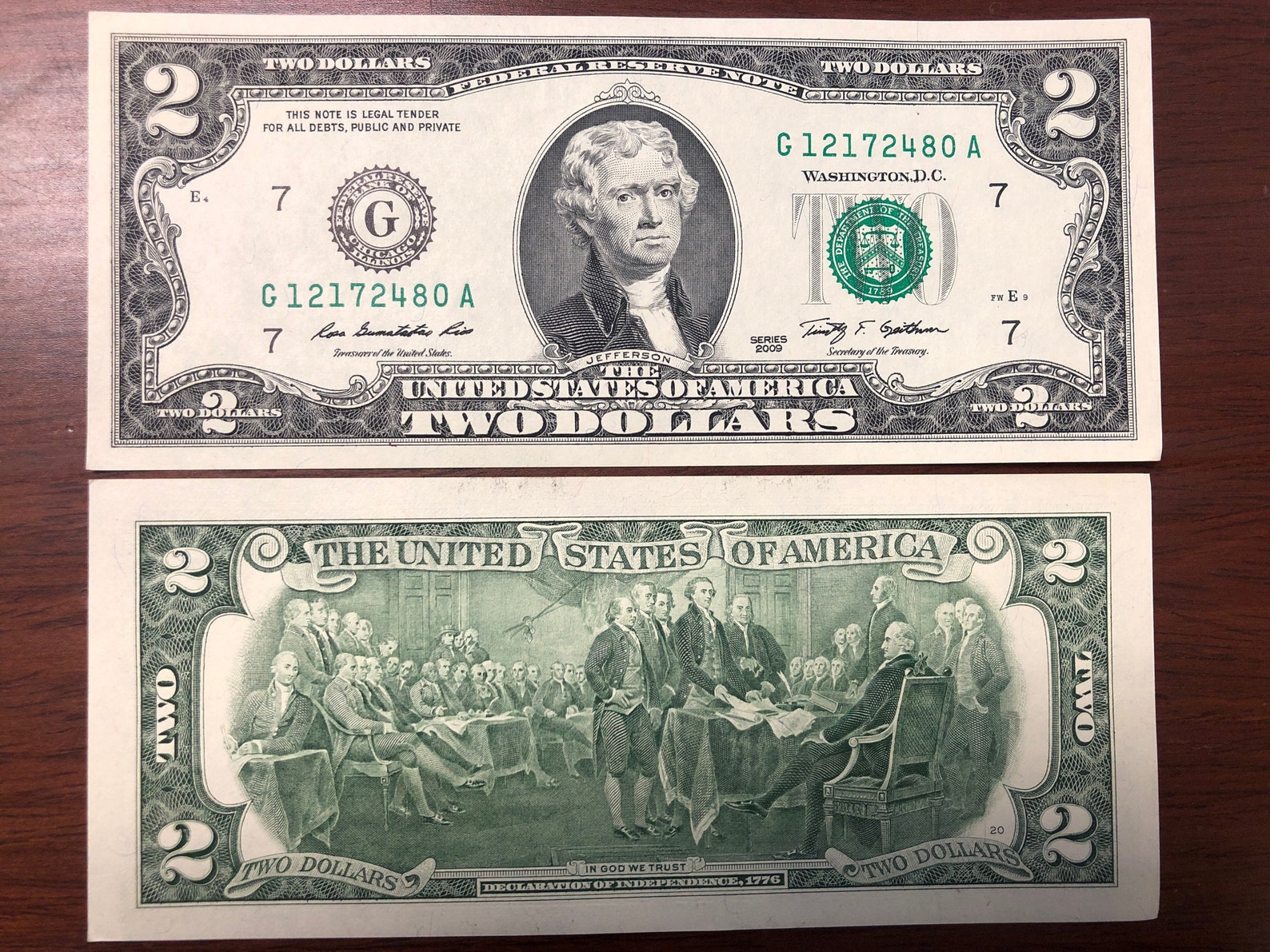 USA 2009 2 Two Dollar Paper Bill. Collectible Currency Note. Etsy