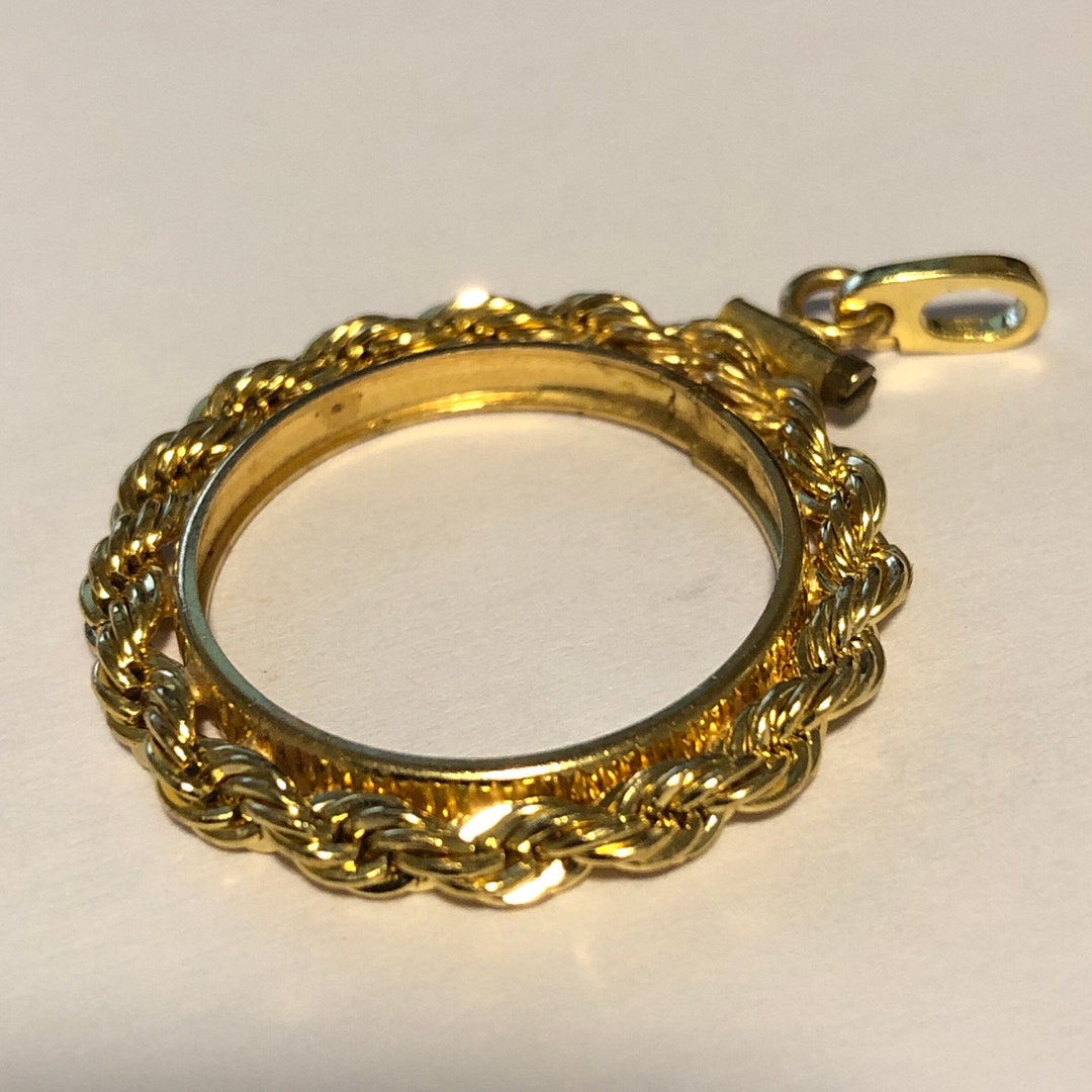 12KGF Gold Filled Coin Holder Bezel Mount Pendant With Screw Etsy