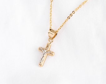 14k Gold Cross Pendant, Cross Charm Made of 14k Solid Gold, Cross necklace