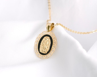 14k Gold Guadalupe Pendant, Guadalupe Charm, Guadalupe Necklace for women, jewelry for women, religious jewelry gift