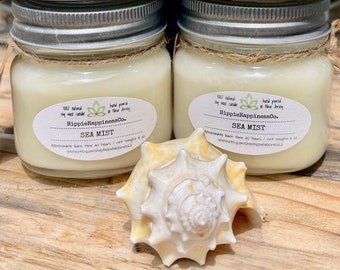 Sea Mist All-Natural Soy Wax Candle | 8 oz Mason Jar Candle | 100% Natural Soy Wax Candle