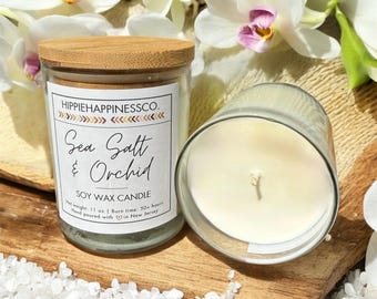Sea Salt and Orchid Soy Wax Candle | 11 oz Tumbler Jar