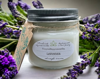All-Natural Lavender Soy Wax Candle | 8 oz Mason Jar, Hand Poured