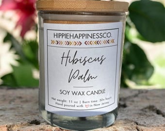 Hibiscus Palm Soy Wax Candle | All-Natural, Hand Poured Tumbler Jar