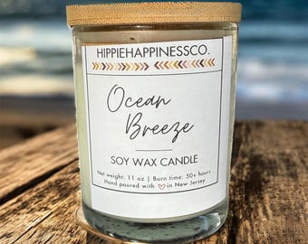 Ocean Breeze Soy Wax Candle | 11 oz Tumbler Jar, All-Natural