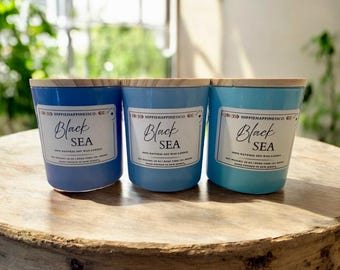 Black Sea All-Natural Soy Wax Candle | All-Natural Candle | Soy Wax Candle | 11 oz Blue Candle Jar | 100% Natural Soy Wax Candle