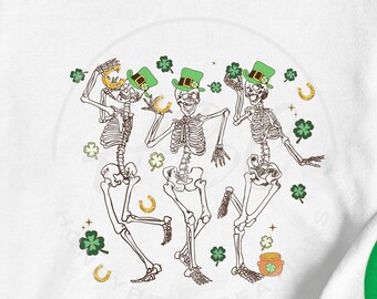 Esqueletos bailando del Día de San Patricio (PNG), Vibras de la suerte (SVG), Día de San Patricio (PNG), Trébol (SVG), Divertido Día de San Patricio (SVG), Camiseta del Día de San Patricio