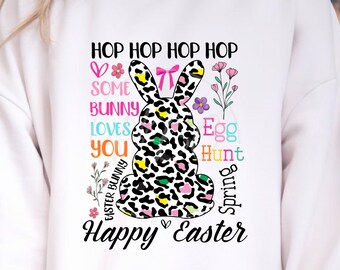 Hop Png, Happy Easter Png, Easter Png, Leopard Print Png, Easter Shirt Png, Easter Sublimation Png, Easter bunny Png, Some Bunny Loves You