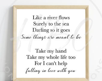 Falling In Love With You Svg, Elvis Presley Svg, Svg Files, Instant Download, Love Svg, Couples Svg, Wedding Sign Design, Valentines Svg