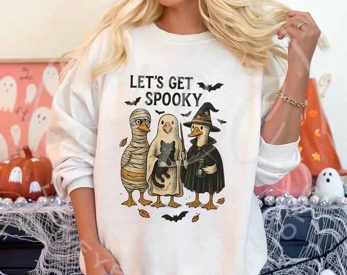 Lets Get Spooky Png, Silly Goose Svg, Fall Svg, Silly Goose Shirt Png, Spooky Goose Svg, Halloween Shirt Svg, Funny Halloween Duck