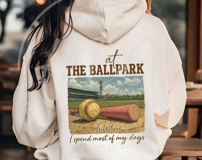 At The Ballpark Is Where I Spend Most Of My Days Png, Baseball Svg, Baseball Shirt Png, Baseball Png, Dtf Transfer Print, Retro Baseball Png