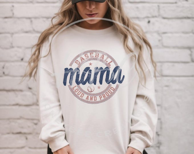 Baseball Mama Loud And Proud Png, Baseball Svg, Baseball Mama Svg, Sports Mom Png, Summer Png, Baseball Mom Shirt Design, Retro Baseball Png
