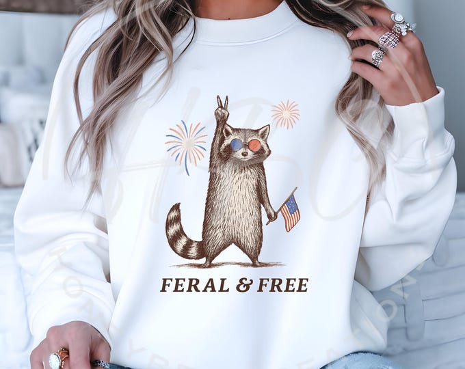 Feral And Free Svg, Funny Raccoon Svg, Patriotic Svg, Patriotic Raccoon Shirt Png, 4th Of July Png, 4th Of July Shirt, Fourth Of July Png