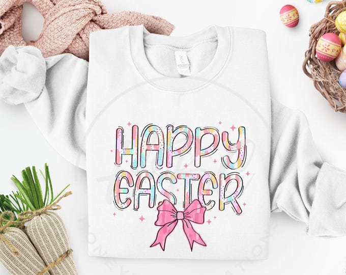 Retro Happy Easter, Pastel Easter Png, Brushstroke Easter Svg, Coquette Easter Svg, Coquette Bow Svg, Easter Svg, T Shirt Designs, Easter