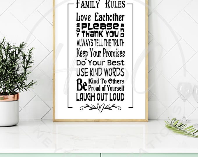 Family Rules Svg, Family Svg, Mom Life Svg, Inspirational Svg, Family Rules Png, Family Png, Love Svg, Family Sign Design, Mothers Day Svg