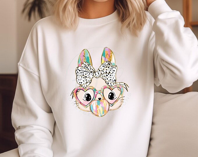 Glitter Easter Bunny Blowing Bubble Gum Png, Easter Bunny Coquette, Girls kids Easter Png, Glitter Brushstroke Easter Svg, Easter Shirt Png