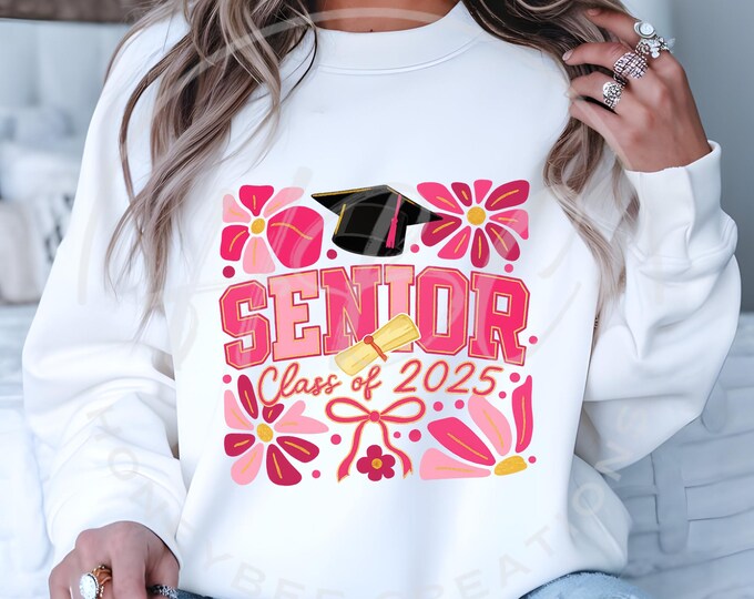 Senior 2025 Png, Groovy Floral Senior Png, Retro Senior Class Of 2025 Svg, Graduation Png, High School Senior Png, Floral Senior 2025 Svg