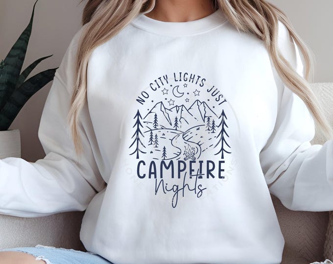 No City Lights Just Campfire Nights Svg, Camping Svg, Camping Crew Sweatshirt Designs, Outdoors, Summer Png, Camping Shirt Design, Forest