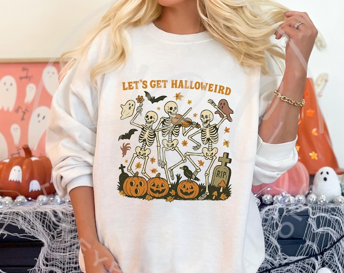 Let's Get Halloweird Svg, Halloween Png, Dancing Skeletons, Pumpkin Svg, Halloween Shirt Svg, Sublimation Designs, Halloween Svg Files, Cute
