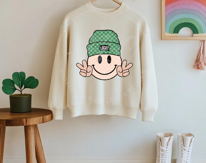 Retro Smiley Face, St Patricks Day Svg, Lucky Svg, Sublimation Designs, T Shirt Designs, St Patricks Day Shirt Svg, Saint Patricks Day, Kids