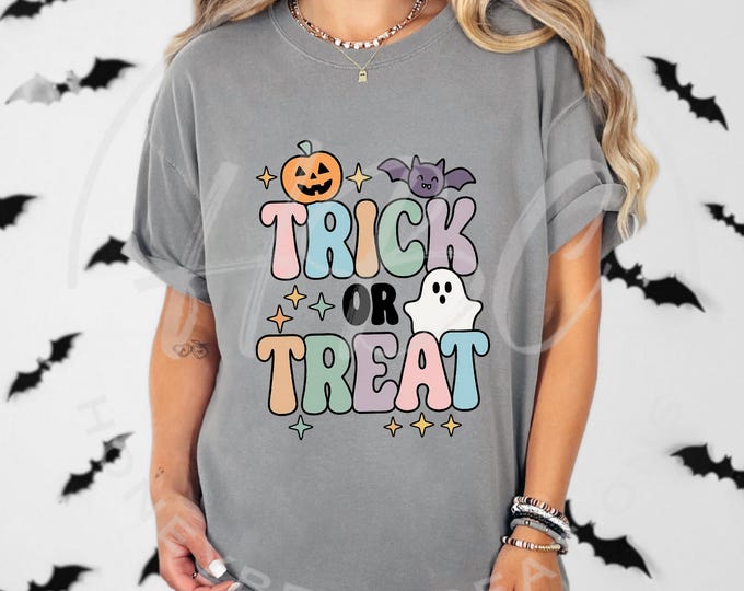 Trick Or Treat Png, Halloween Shirt Png, Halloween Png, Cute Ghost Png, Pumpkin Svg, Bat Svg, Halloween Svg Files, Trick Or Treat Bag Png