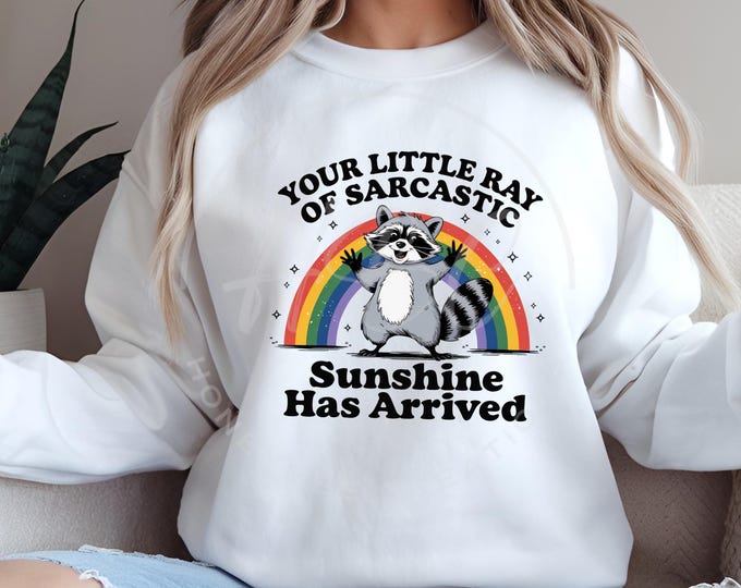 Your Little Ray Of Sarcastic Sunshine Has Arrived Svg, Vintage Retro Funny Sarcastic Sassy Raccoon, Sarcastic Png, Raccoon Shirt Png, Funny