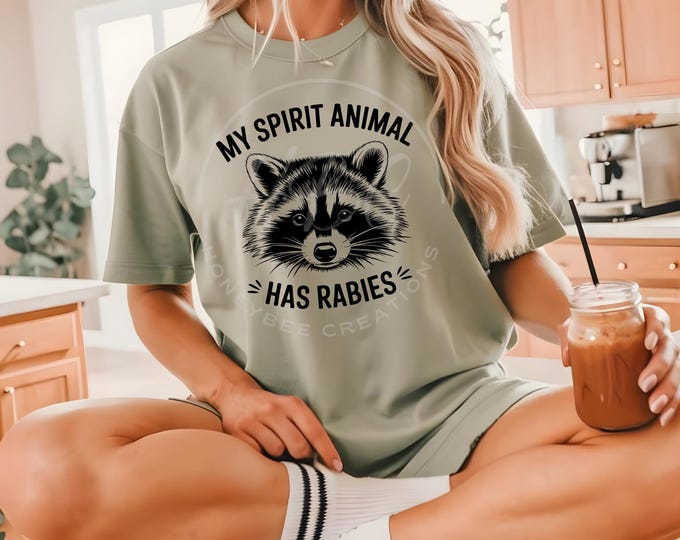 My Spirit Animal Has Rabies Svg, Trash Panda Png, Sarcastic Png, Snarky Png, Raccoon Png, Dark Humour, Sublimation Designs For Shirts, Funny