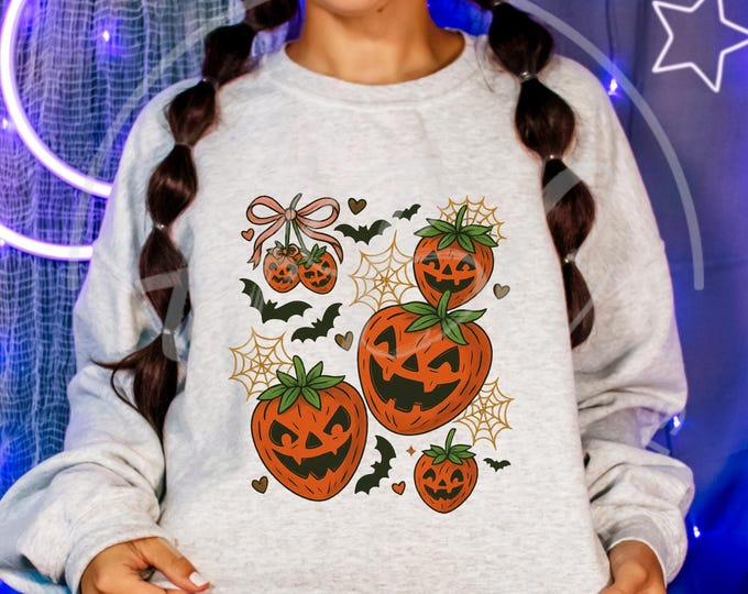 Summerween Png, Spooky Strawberries Png, Strawberry Jack O Lantern Svg, Halloween Svg Files, Halloween Shirt Png, Spooky Season Shirt Png