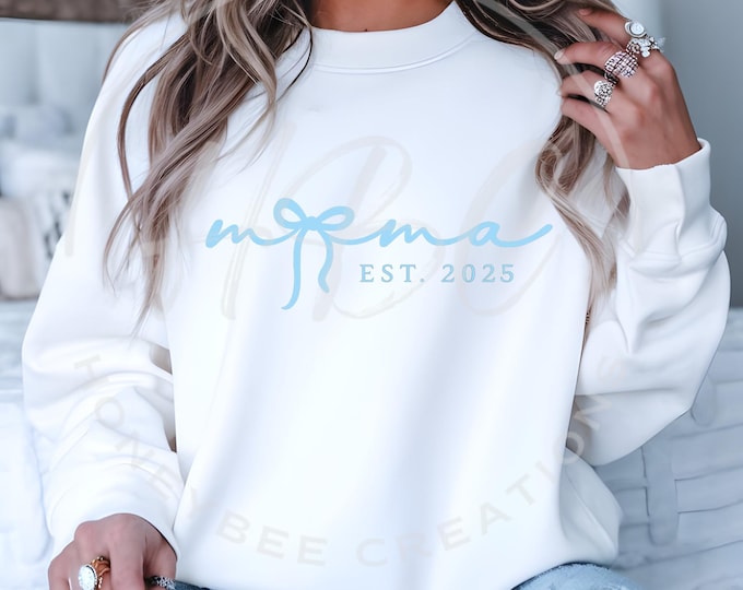 Mama Est 2025 Svg, New Mom Svg, Girl Mom Svg, Gender Reveal Svg, Pink Coquette Bow Png, Mama Bow Svg, Mama Shirt Png, Mama 2025, Blue Mama