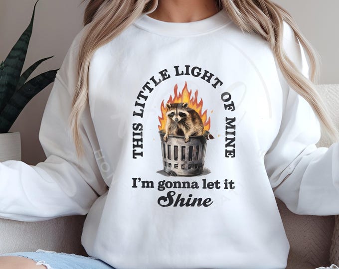 This Little Light Of Mine Im Gonna Let It Shine Svg, Dumpster Fire, Funny Raccoon Svg, Sarcastic Png, Funny Svg, Trash Panda, Mental Health