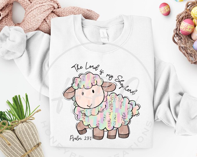The Lord Is My Shepard Svg, Christian Svg, Brushstroke Easter Svg, Coquette Easter Svg, T Shirt Designs, Bible Verse Svg, Easter Svg, Pastel